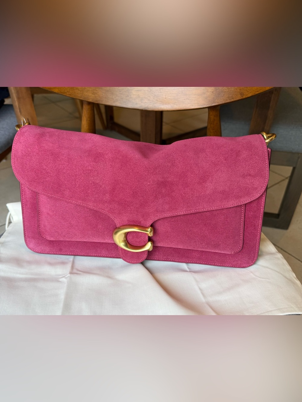 Coach Tabby 36 Fuchsia Pink Suede Shoulder Bag NWT